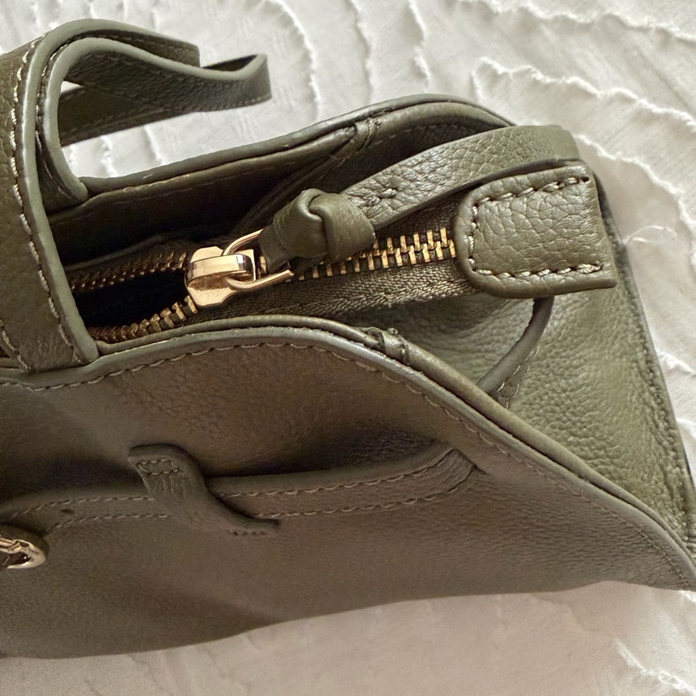 Olive Green Genuine Leather Shoulder East West Bag - Picture 8 of 11